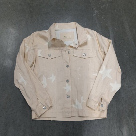 Dress Up Jackets & Blazers - Dress Up Star Print Denim Jacket Womens S Pink and White 100% Cotton